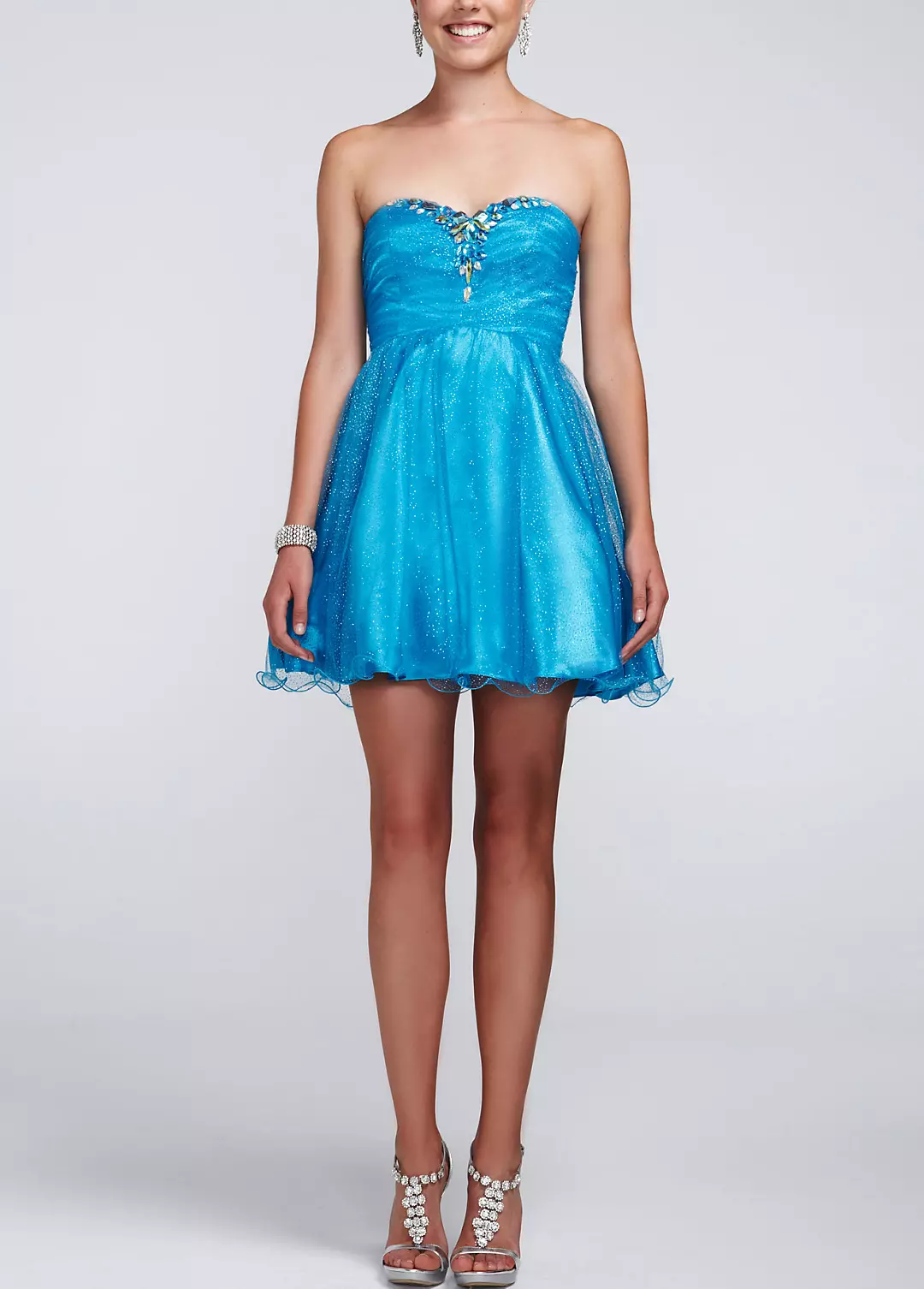 Strapless Glitter Tulle Short Dress Image