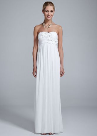 Strapless Jersey Dress with Floral Bodice Detail Image
