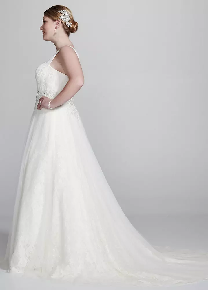 A-Line Lace Tank Gown with Beaded Waist | David's Bridal A-Line Lace Tank Gown with Beaded Waist | David's Bridal