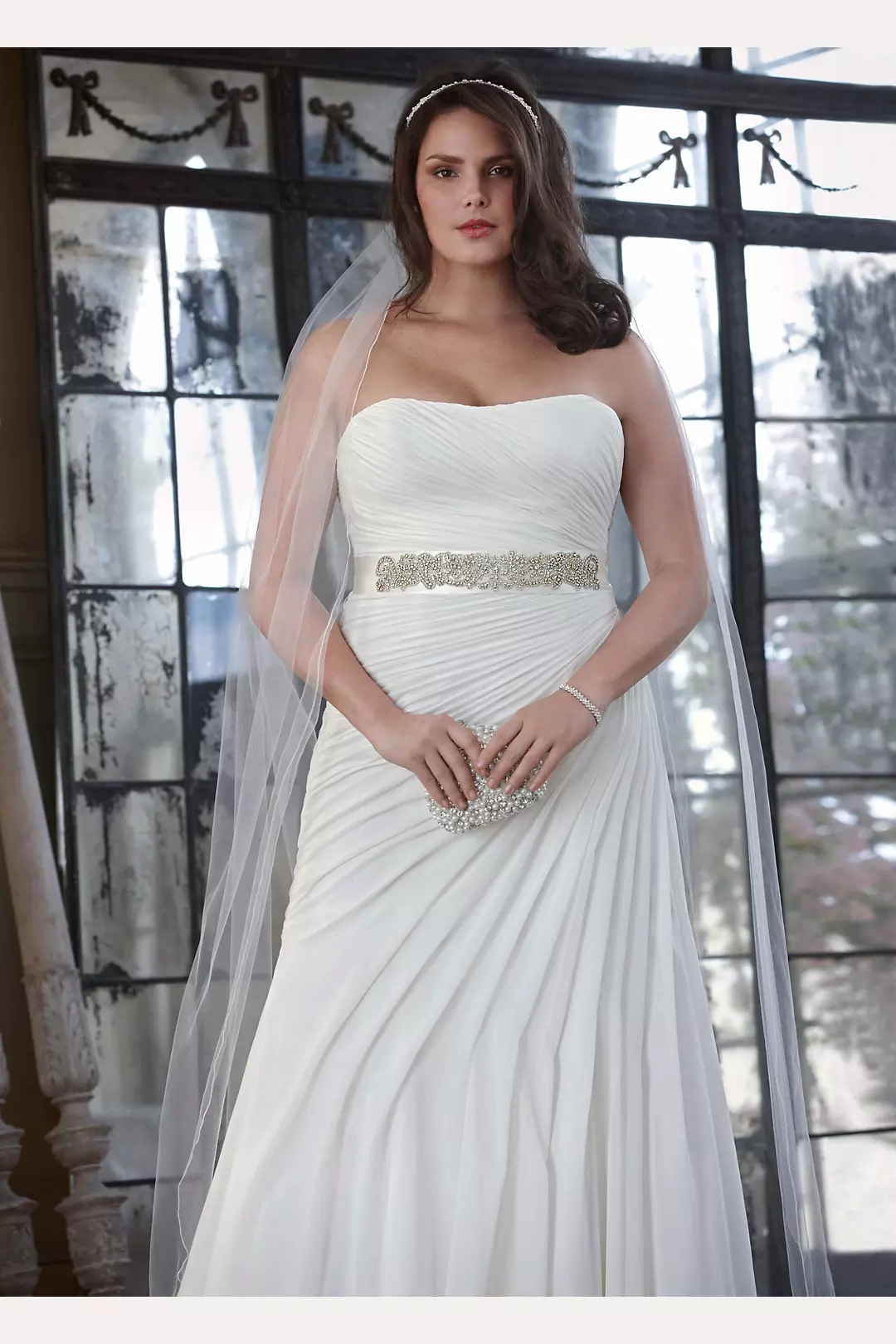 As-Is Chiffon Draped Plus Size Wedding Dress Image