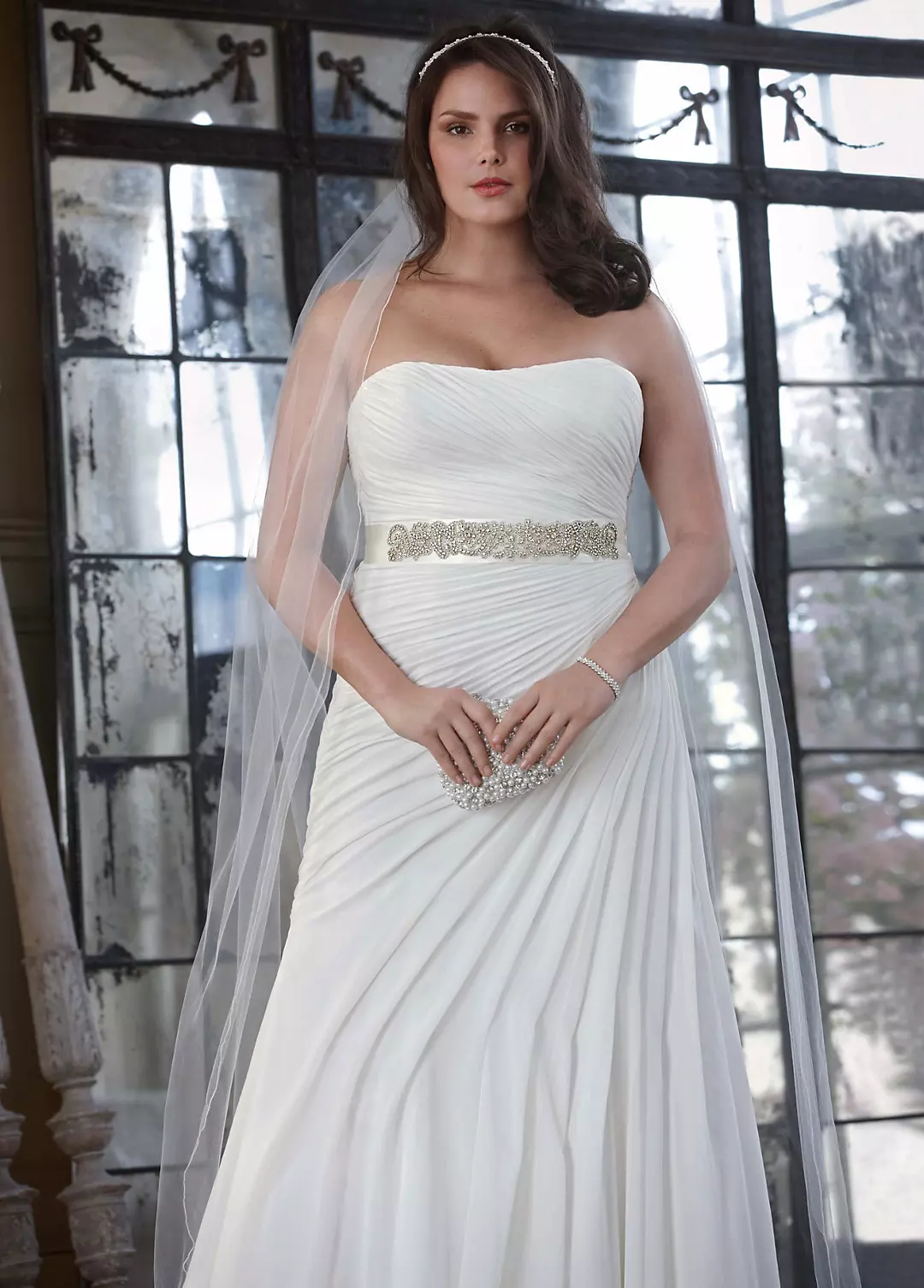 As-Is Chiffon Draped Plus Size Wedding Dress Image