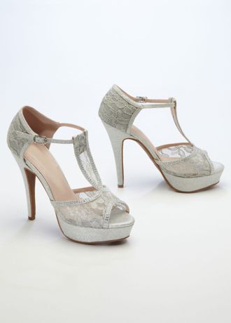 Glitter and Lace High Heel Sandal | David's Bridal