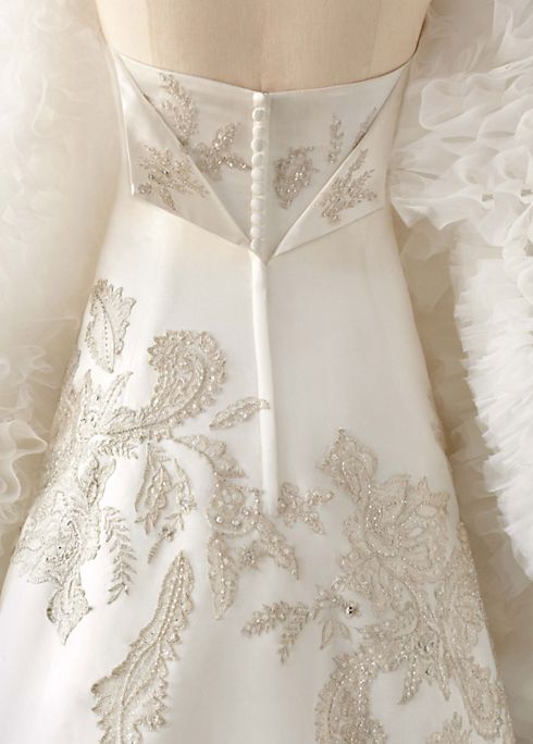 Oleg Cassini Lace Peek-a-Boo Back Wedding Dress Image 3