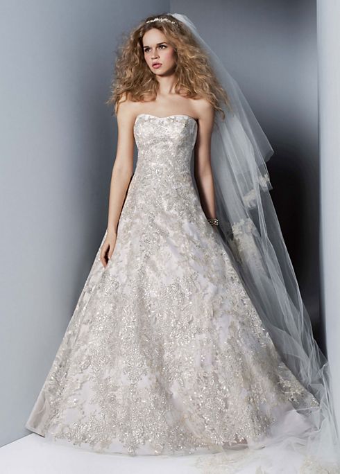 Mixed Metallic Lace Organza Ball Gown Image 3