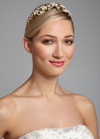 Floral and Scroll Headband with Pearl Accents | David's Bridal