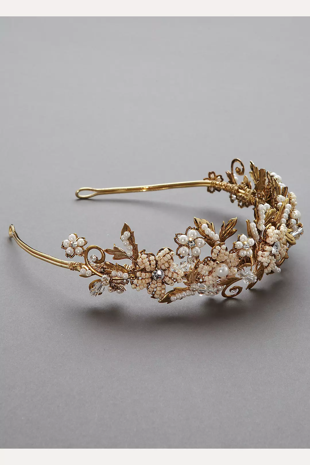Floral and Scroll Headband with Pearl Accents Image 3
