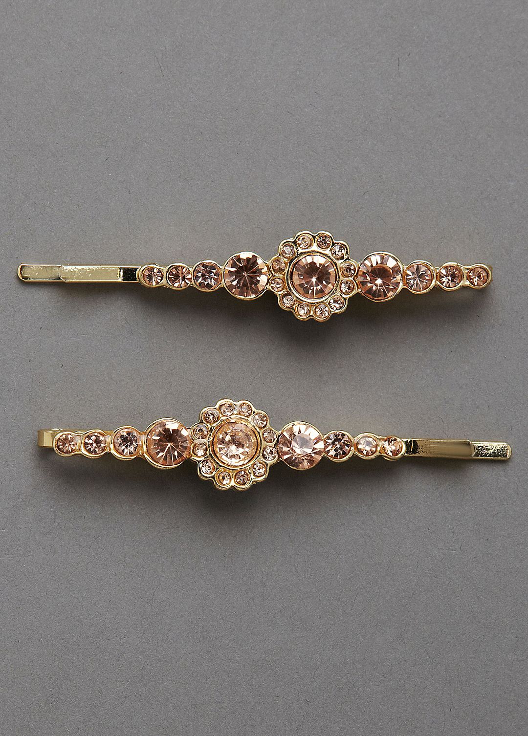 Gold Bobby Pins with Rhinestones Set of Two Image 2