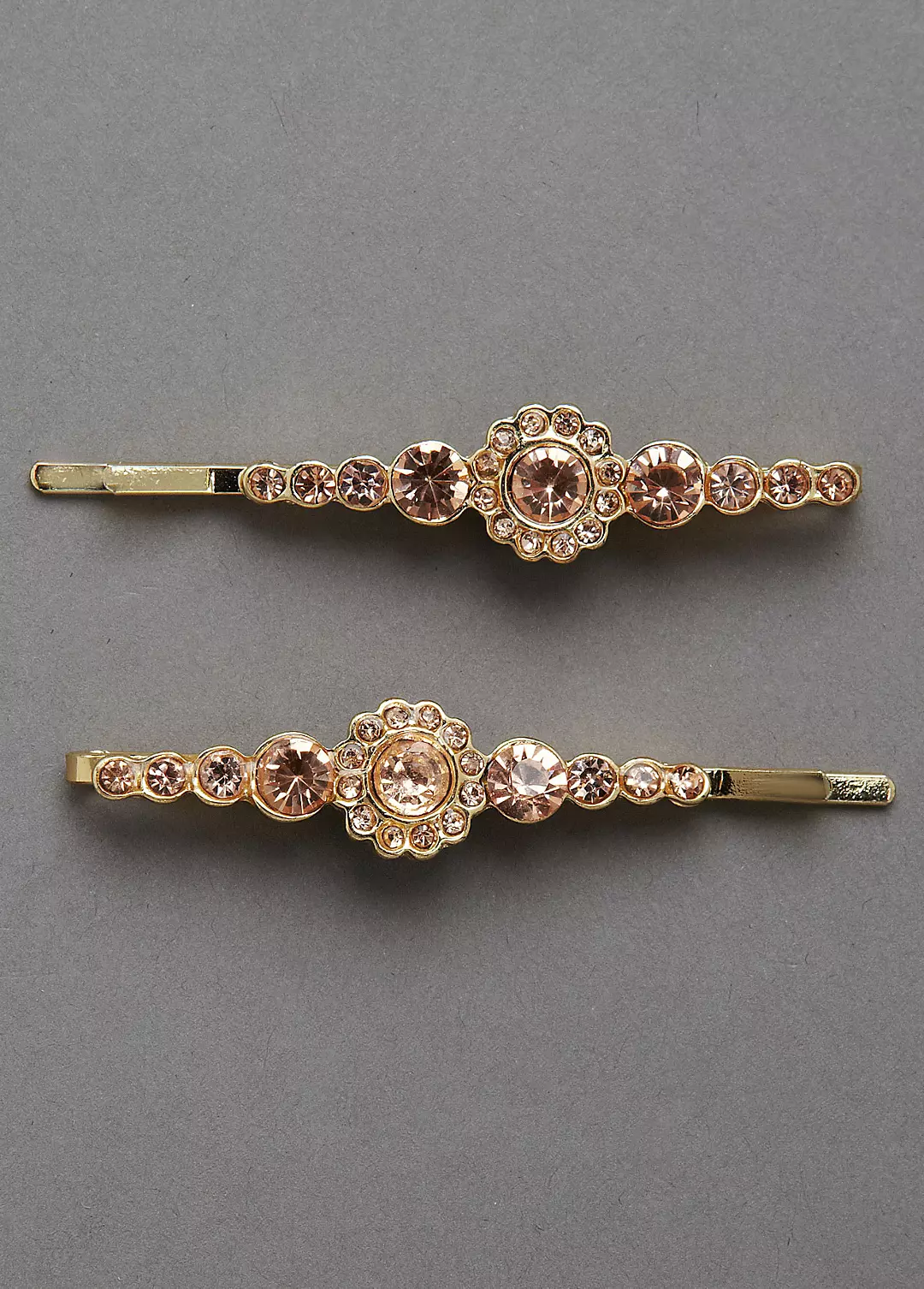 Gold Bobby Pins with Rhinestones Set of Two Image