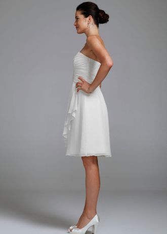 Short crinkle chiffon shop dress with front cascade