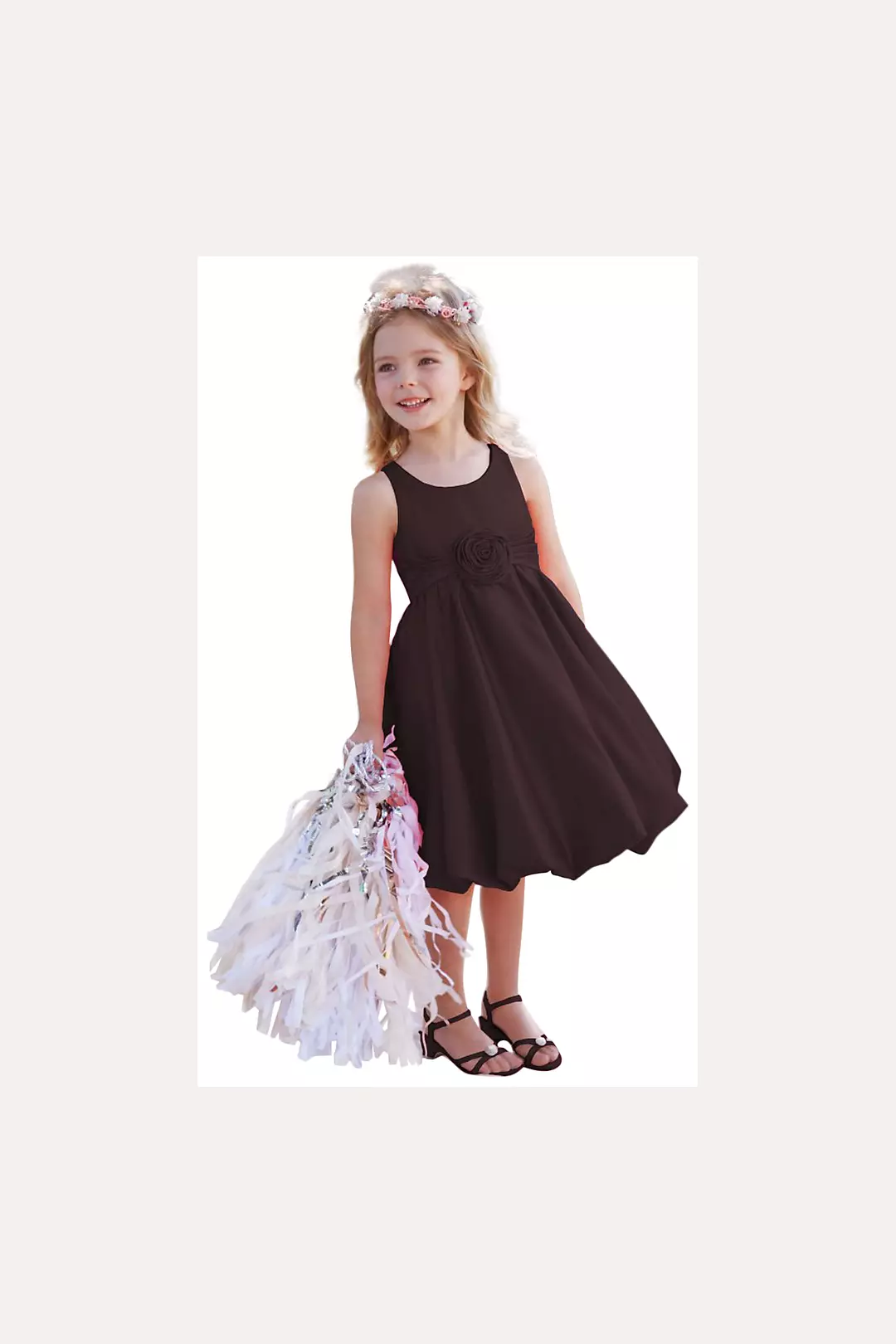 As-Is Satin Tank Bubble Dress with 3D Flower Image
