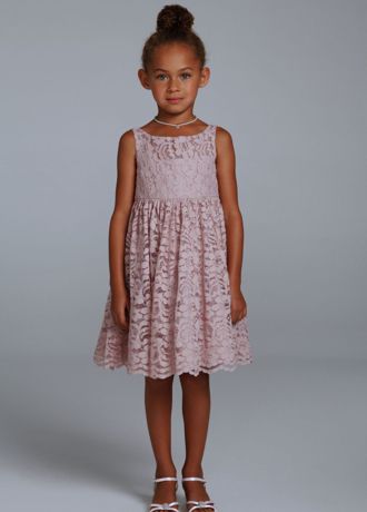 All Over Lace A-Line Dress with Illusion Neckline David's Bridal