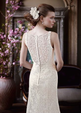 Tank Lace Wedding Dress with Illusion Back