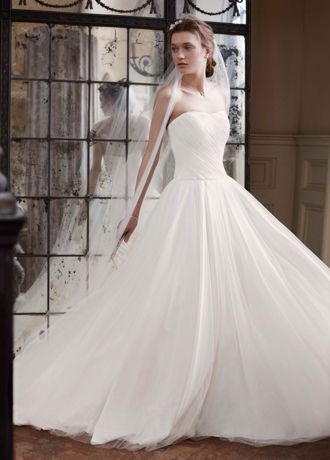 Strapless Tulle Wedding Dress with Ruched Bodice | David's Bridal