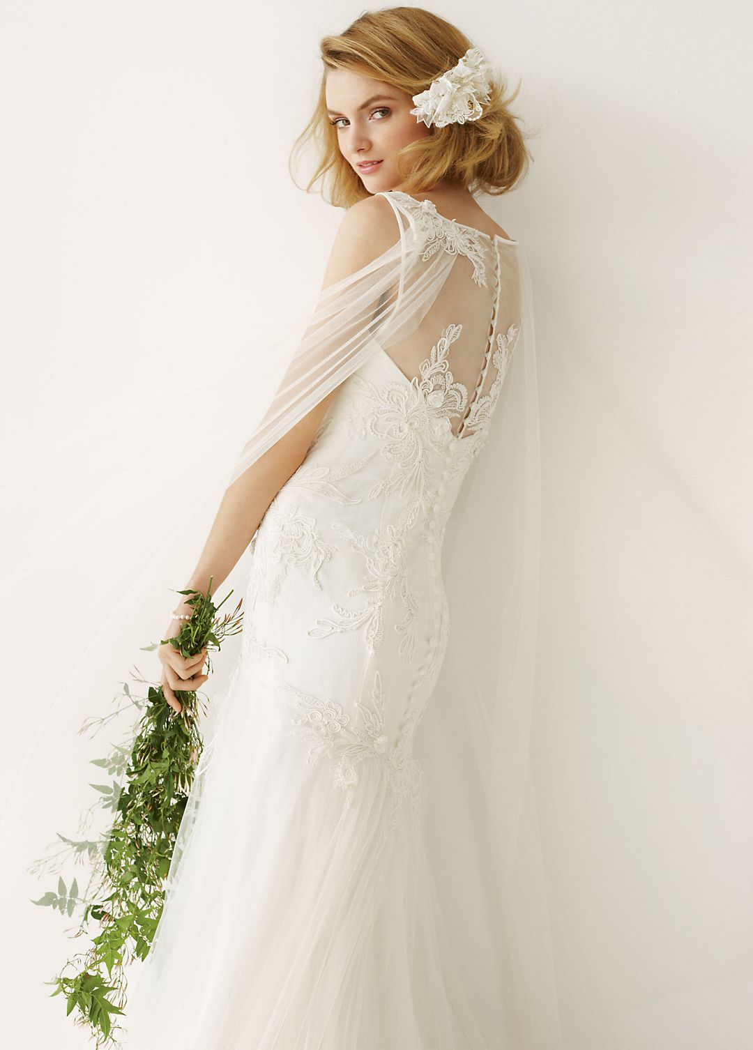 Tulle Gown with Illusion Neck and Lace Appliques Image 4