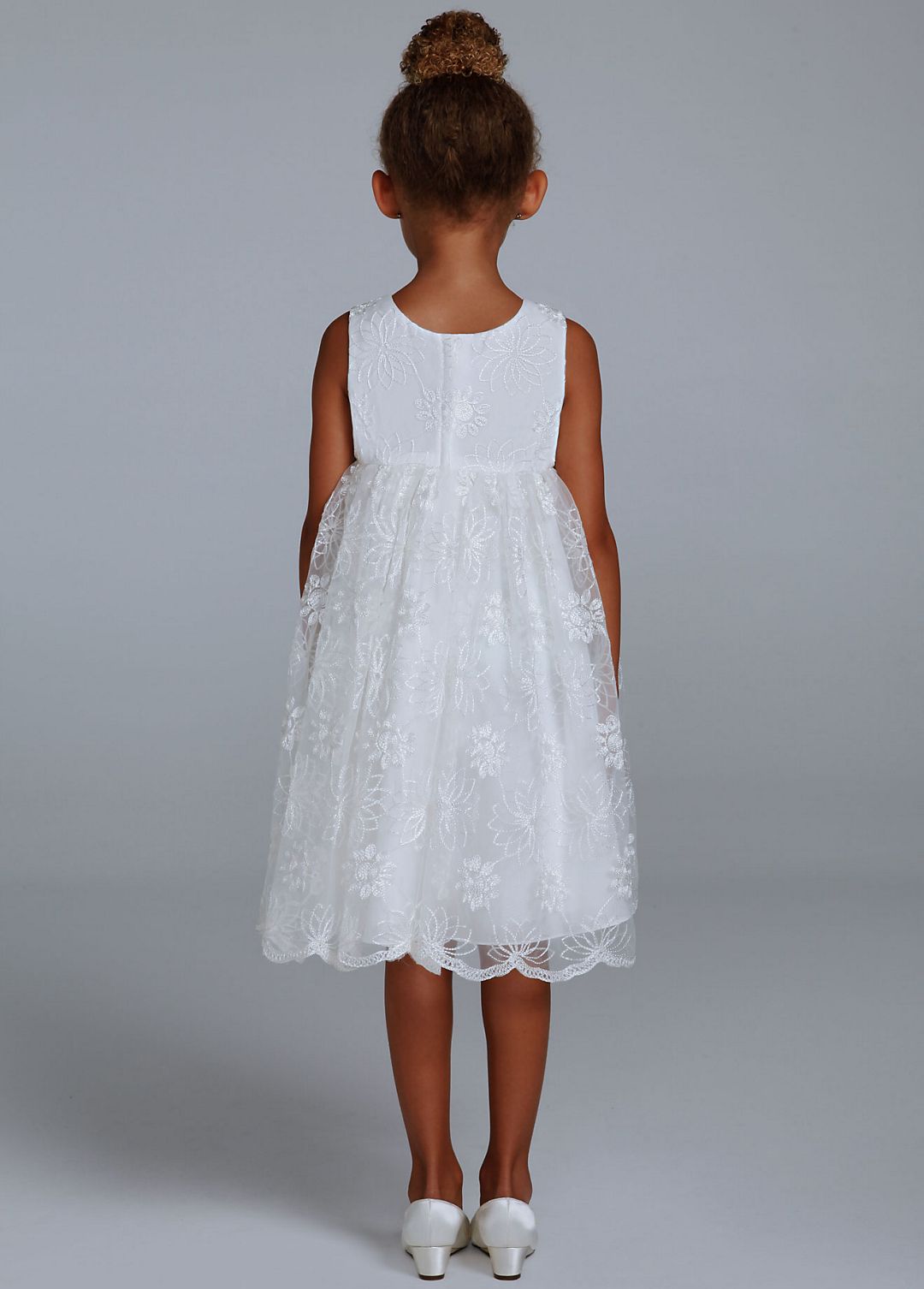 Tea Length Flower Girl Ballgown with Lace Image 3