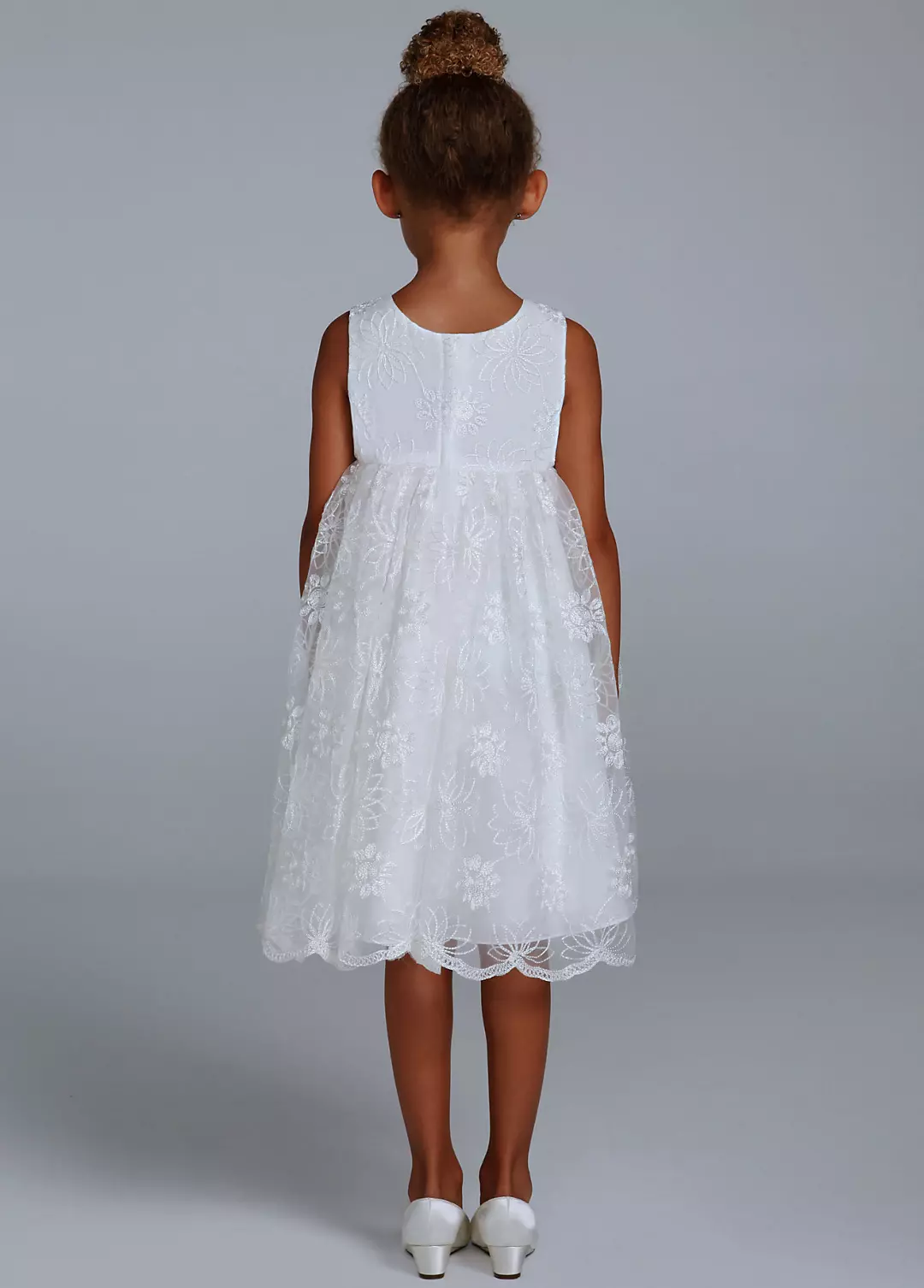 Tea Length Flower Girl Ballgown with Lace Image 2