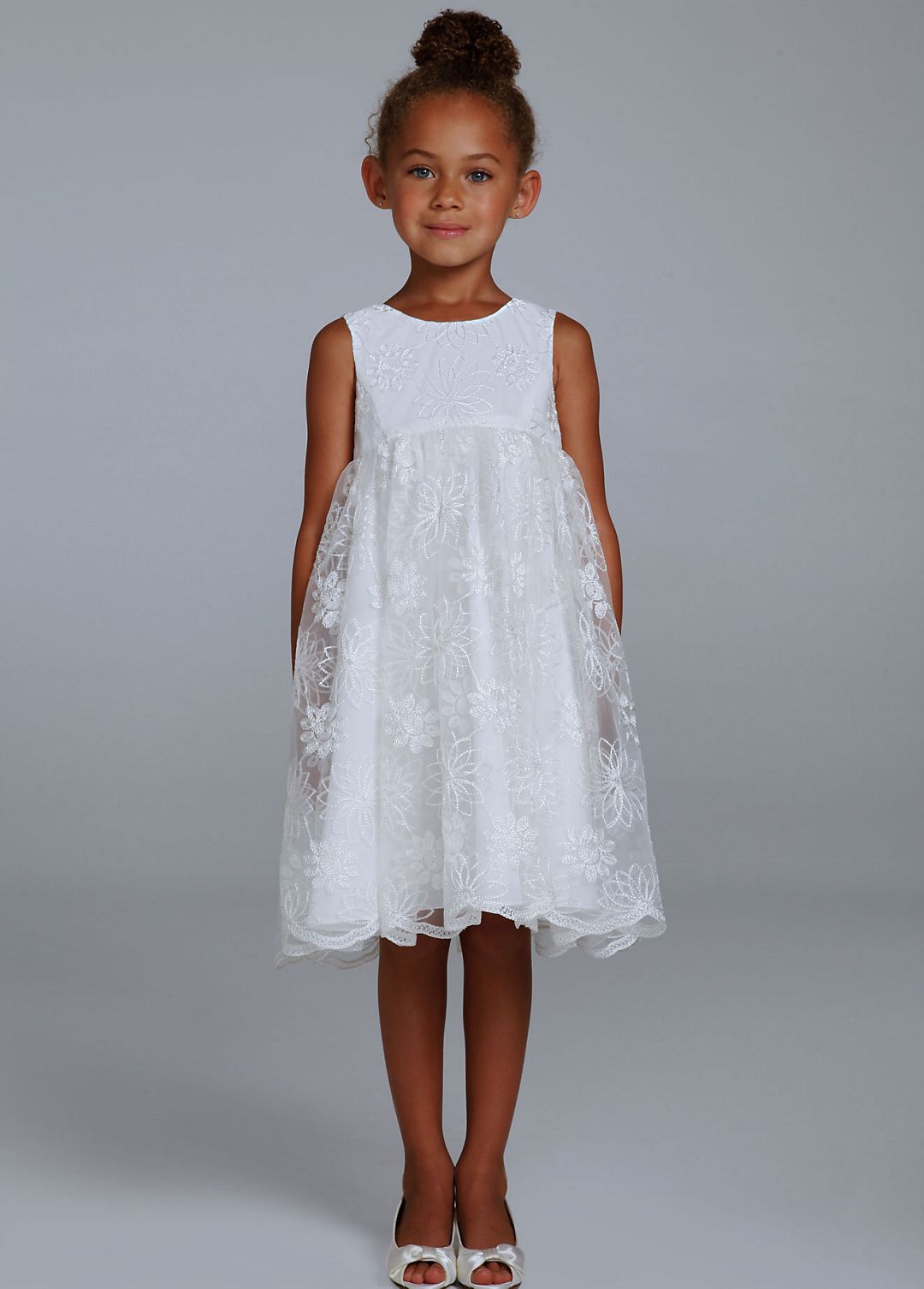 Tea Length Flower Girl Ballgown with Lace Image 3