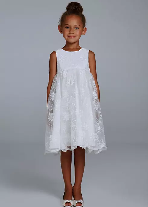 Tea Length Flower Girl Ballgown with Lace Image 1