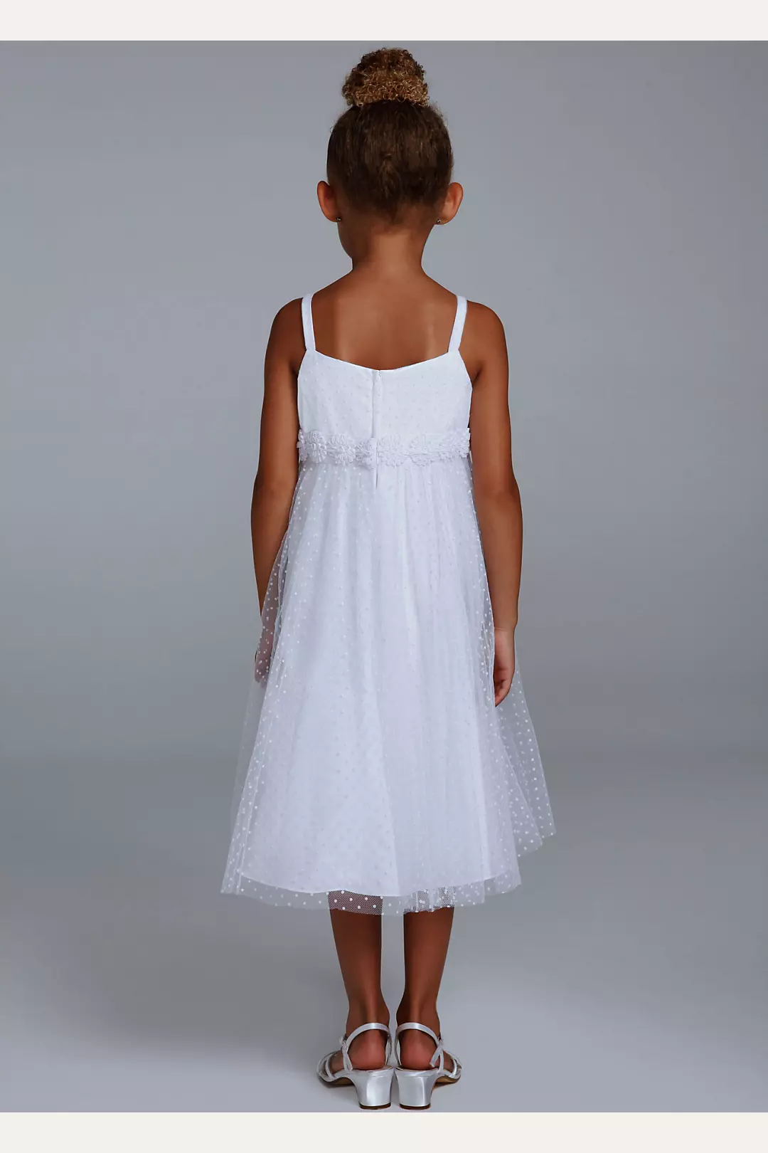 Dot Tulle Tea Length Dress with Rosettes Image 2