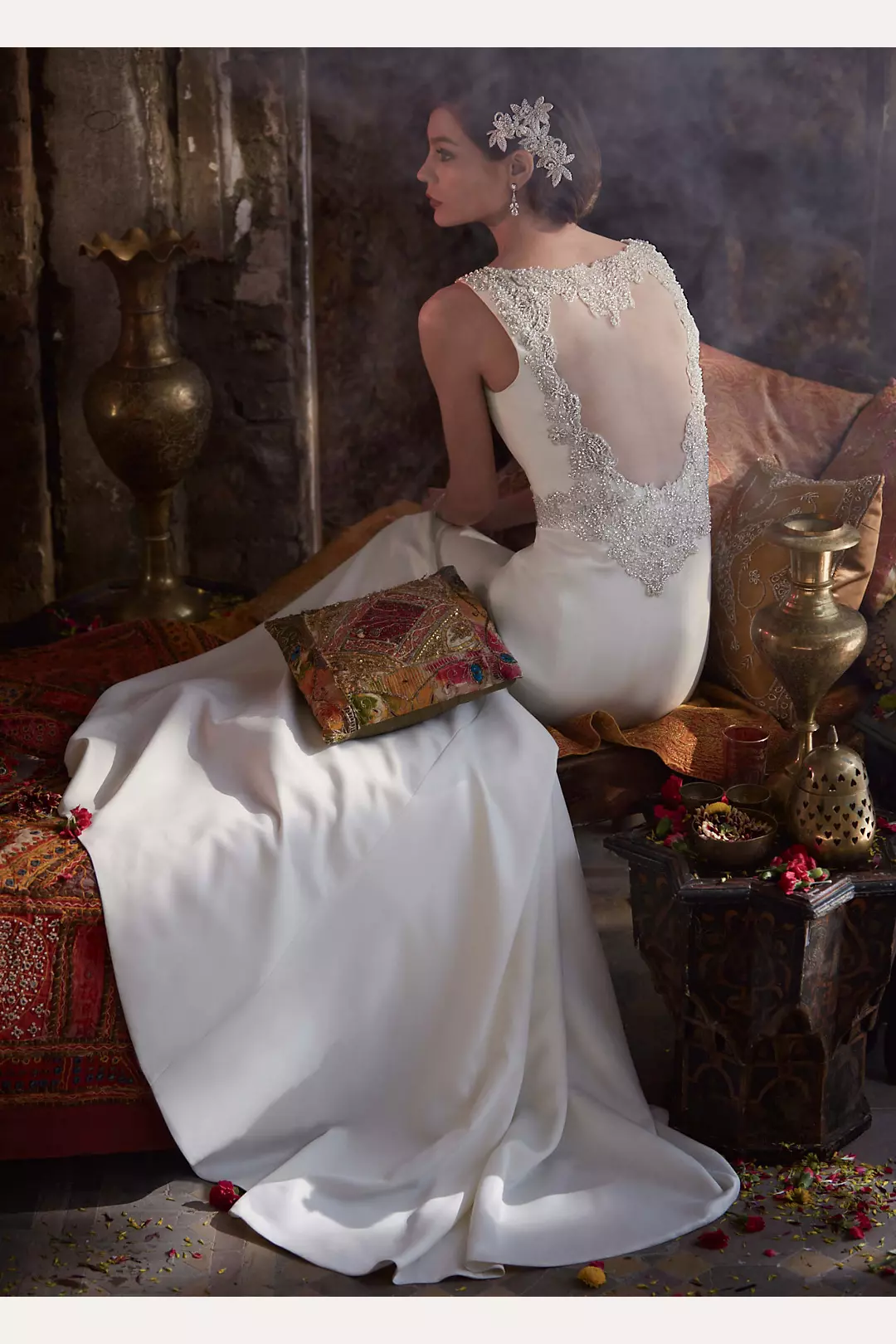 Petite Gown with Beaded Waist and Illusion Back Image 3
