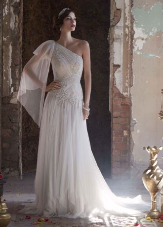 One Shoulder Greek Style Wedding Dress