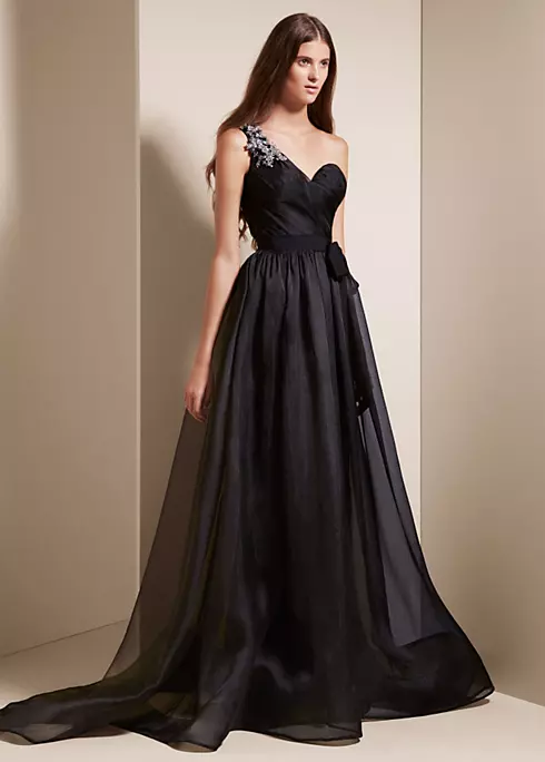 One Shoulder Draped Corset Garza Gown Image 1