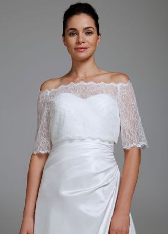Elbow Length Lace Popover | David's Bridal