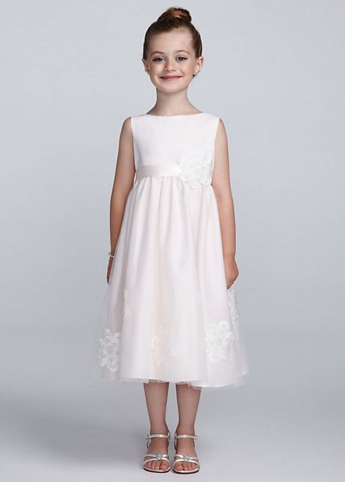 Tulle A Line Dress with Flower Appliques Image