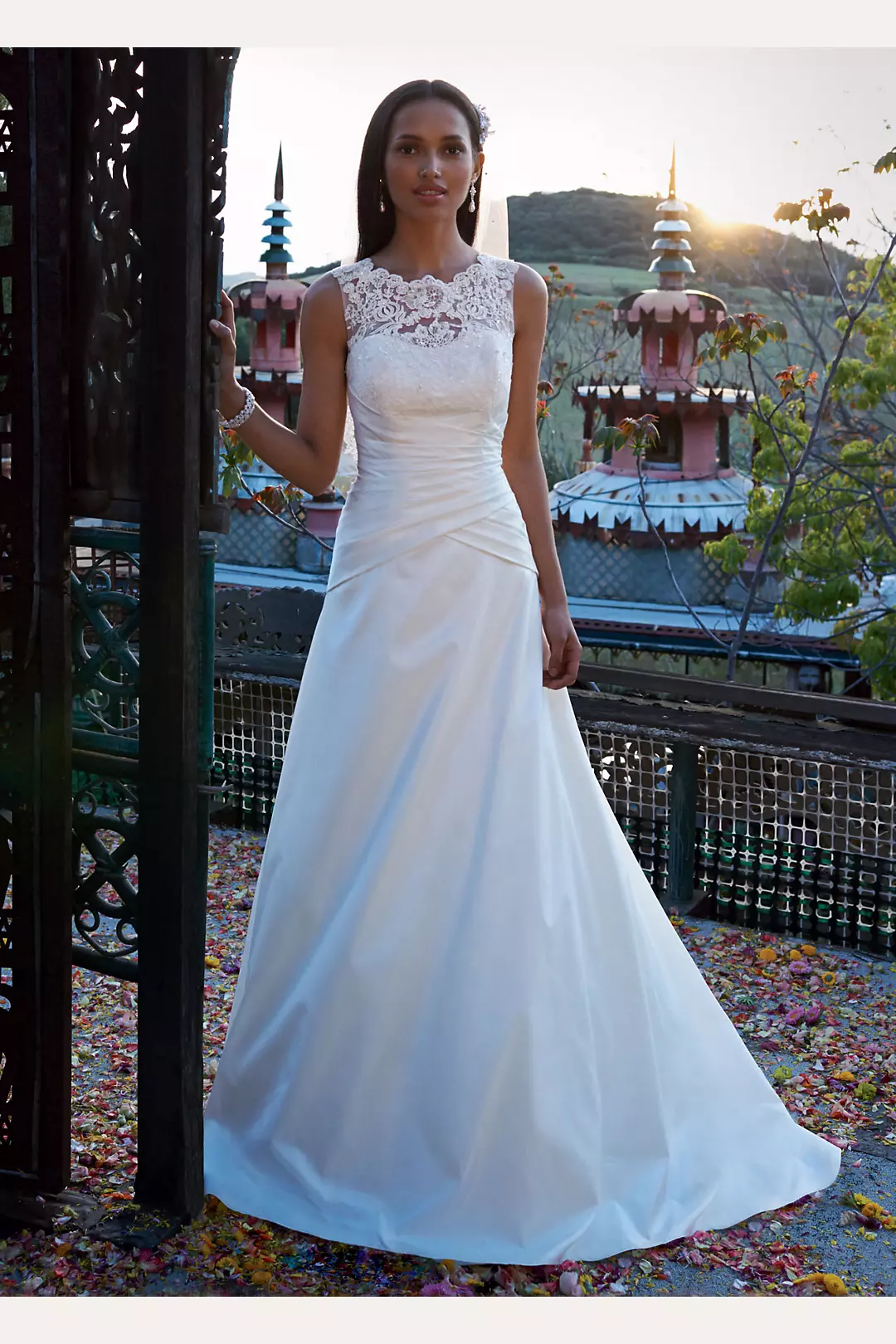 Unique Wedding Dress with Illusion Neckline