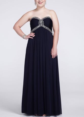 Strapless Sheer Matte Jersey Dress with Beading Image