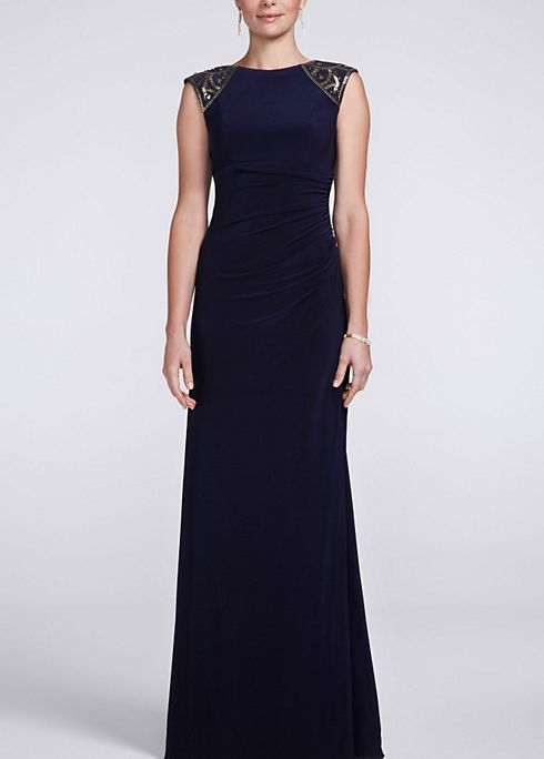 Sleeveless Jersey Dress with Embellished Shoulders Image 1