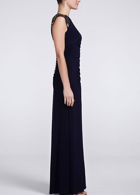 Sleeveless Jersey Dress with Embellished Shoulders Image 3