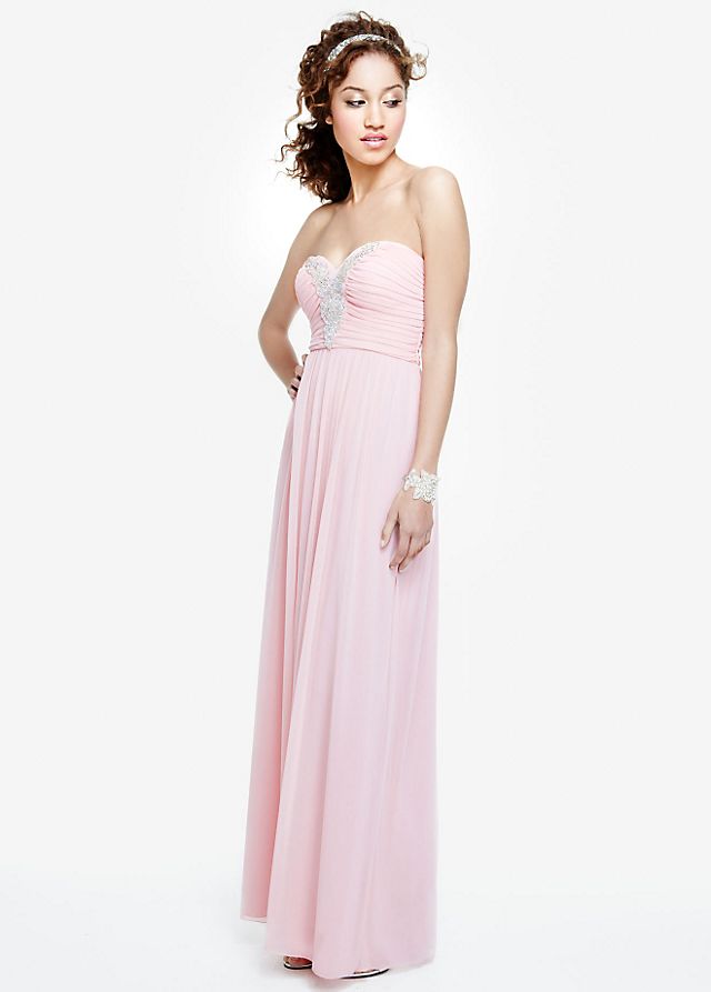 Strapless Chiffon Dress with Applique Detail Image 3