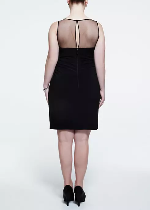 Sleevless Jersey Dress with Beaded Illusion Neck Image 2