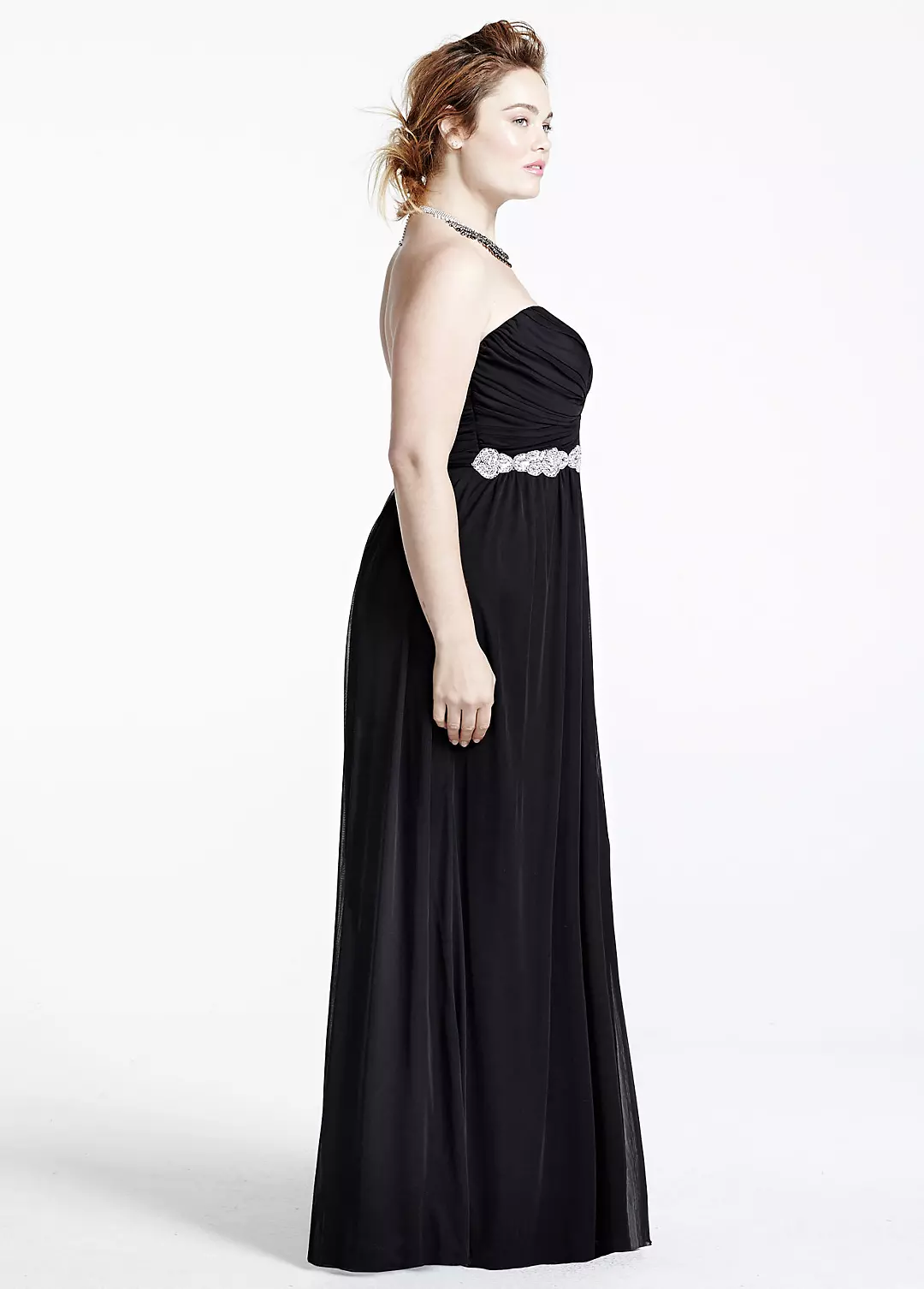 Strapless Prom Dress with Beading and Ruched Bust Image 3