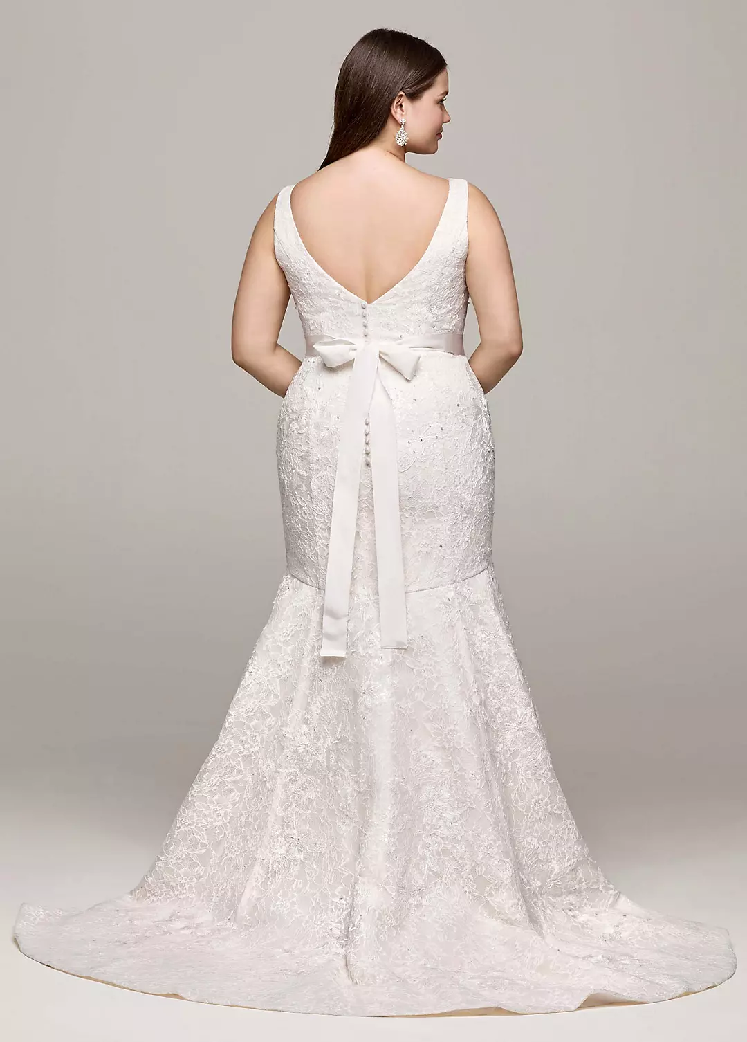 As-Is Lace and Deep V Neckline Wedding Dress  Image 2