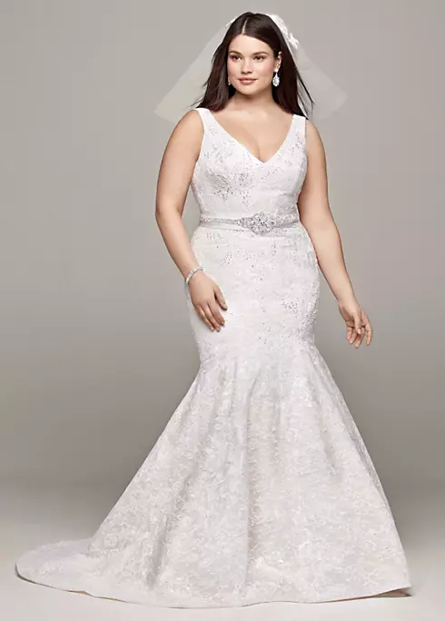 As-Is Lace and Deep V Neckline Wedding Dress  Image 1