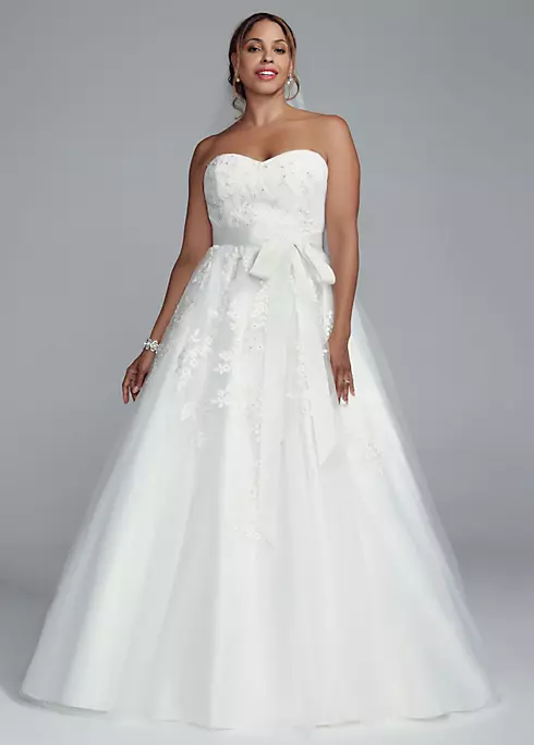 Strapless Tulle Ball Gown with Beaded Appliques Image 1