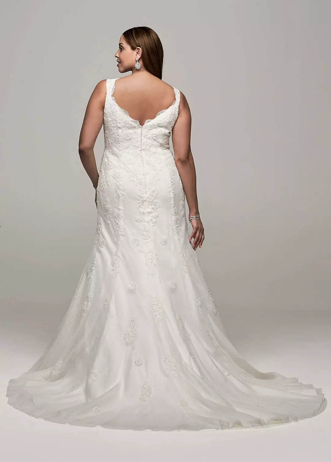 As-Is Tank Lace Plus Size Wedding Dress with Tulle Image 2