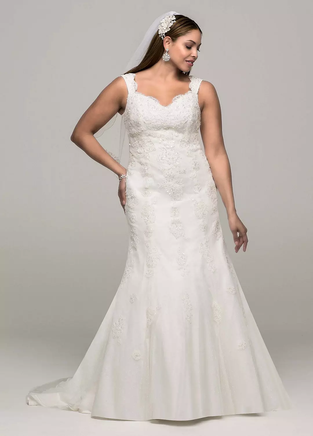 As-Is Tank Lace Plus Size Wedding Dress with Tulle Image