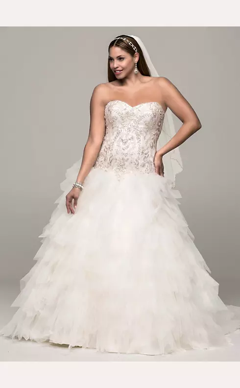 Strapless Tulle Ball Gown with Ruffled Skirt Image 1