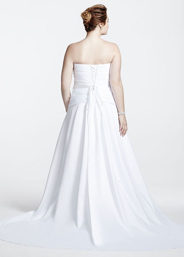 Satin Lace-Up Back A-Line Plus Size Wedding Dress  Image 2