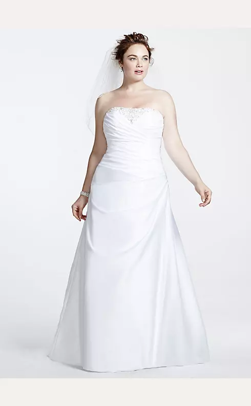 Satin Lace-Up Back A-Line Plus Size Wedding Dress  Image 1