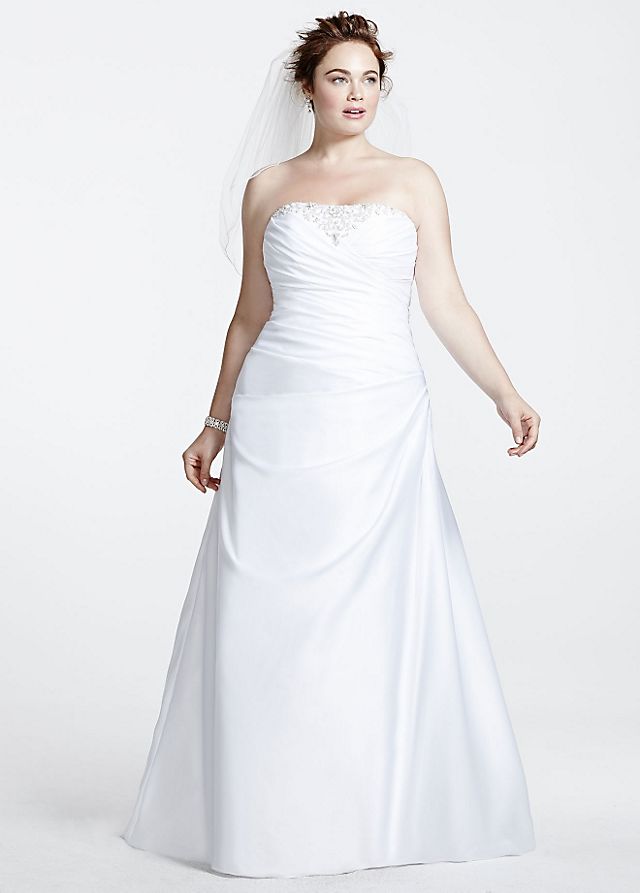 Satin Lace-Up Back A-Line Plus Size Wedding Dress  Image