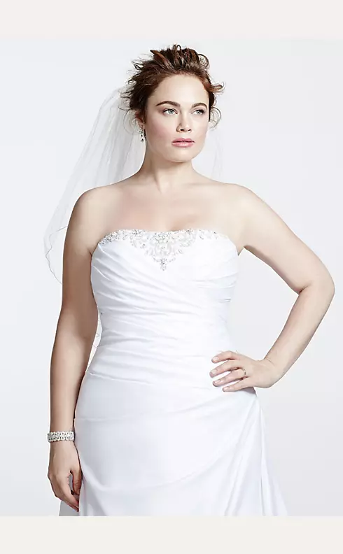 Satin Lace-Up Back A-Line Plus Size Wedding Dress  Image 4
