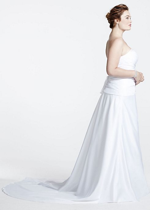 Satin Lace-Up Back A-Line Plus Size Wedding Dress  Image 3