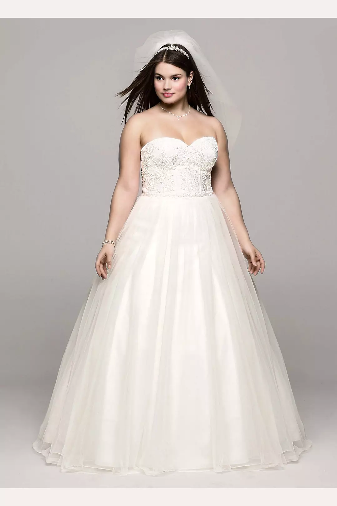 Plus Size Wedding Dress with Corset Back,A-line Tulle Wedding Gown,WD0 -  Wishingdress
