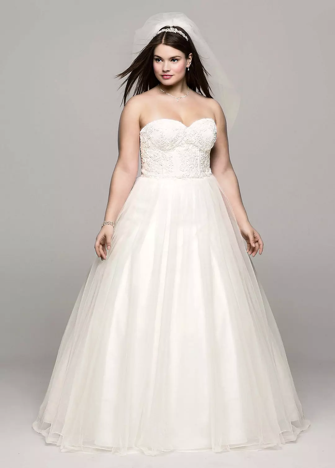Soft Tulle Lace Corset Plus Size Wedding Dress