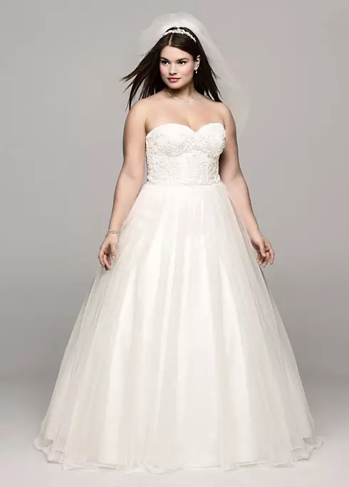 Soft Tulle Lace Corset Plus Size Wedding Dress  Image 1