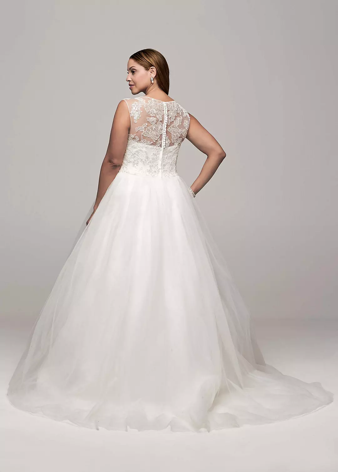 Cap Sleeve Tulle Ball Gown with Illusion Neckline Image 2
